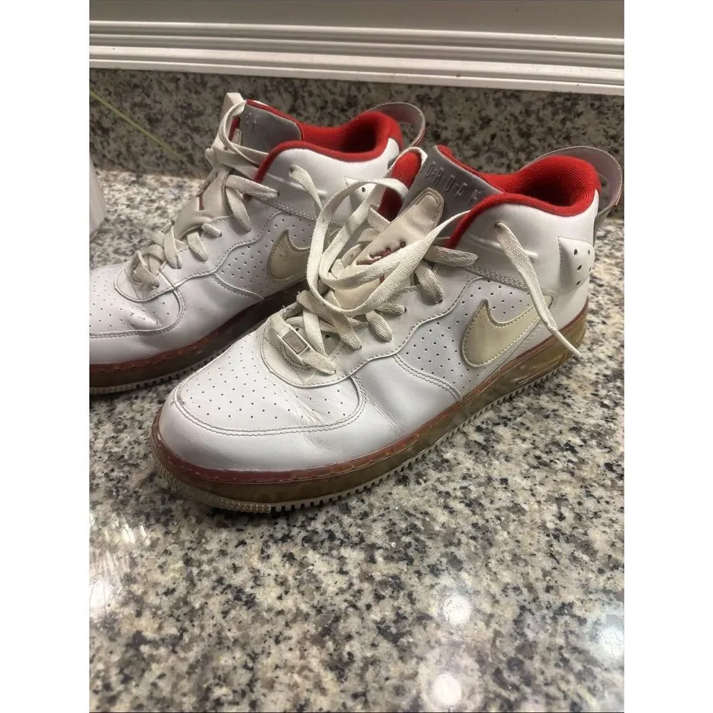 Nike Air Jordan Fusion 6 White and Red High-Top Sneakers